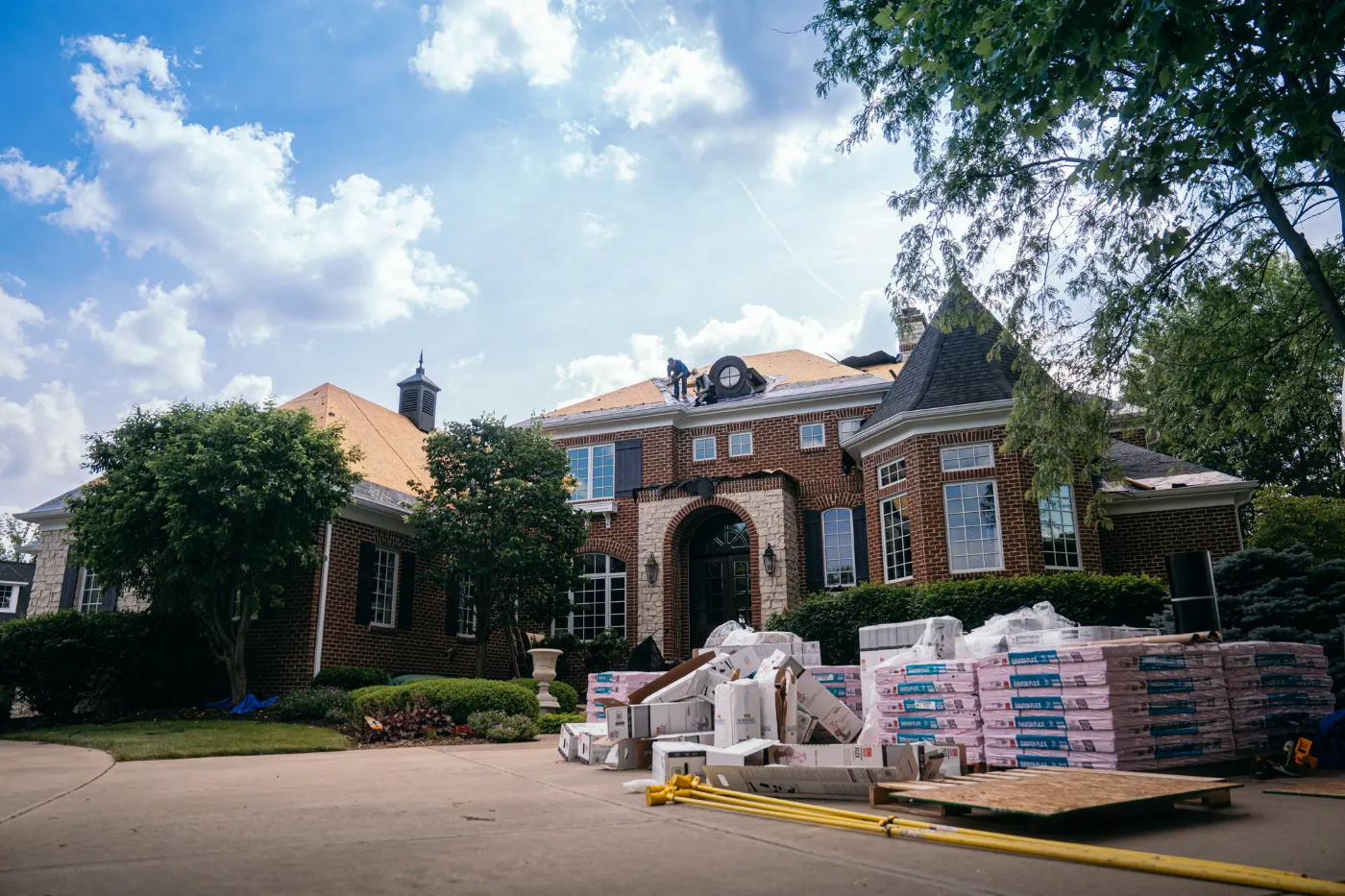 Storm damage documentation on a Oak Manor commercial building